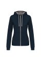 Dames Hoodie met rits kariban K467 NAVY-FINEGREY